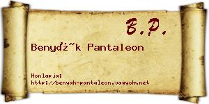Benyák Pantaleon névjegykártya